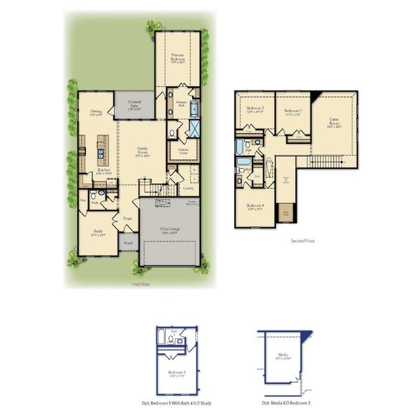 2D floor plan layout for the 4202 by Risland Homes in Wildflower Ranch, Justin, TX (Image 3). 2D floor plan layout for the 4202 by Risland Homes in Wildflower Ranch, Justin, TX (Image 3).