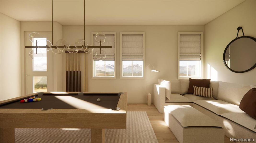 Views from the basement, with plenty of natural light. *This is a 3D rendering.