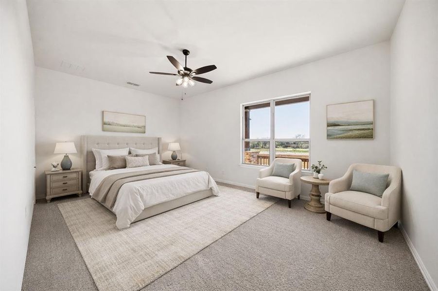 huge secondary bedroom downstairs. virtually staged
