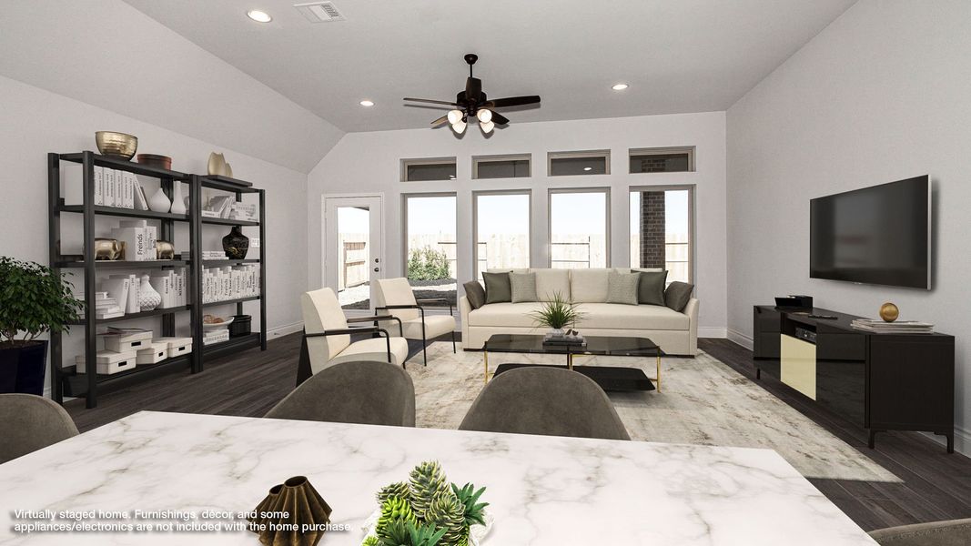 Representative furnished interior of a home built from the 2529W by Perry Homes in Santa Rita Ranch - Eldorado, Liberty Hill (Image 6). Representative furnished interior of a home built from the 2529W by Perry Homes in Santa Rita Ranch - Eldorado, Liberty Hill (Image 6).