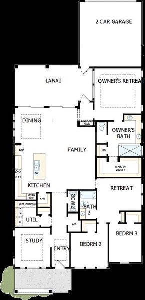 2D floor plan layout of this home in Seven Pines 50' Rear Entry, Jacksonville, FL (Image 4).