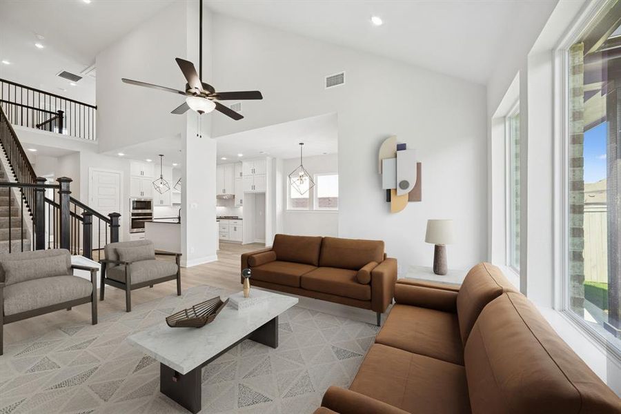 Furnished interior view inside a new home in Pecan Square - Gardens, Northlake (Image 13). Furnished interior view inside a new home in Pecan Square - Gardens, Northlake (Image 13).