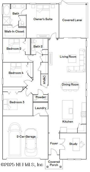 2D floor plan layout of this home in Granary Park, Green Cove Springs, FL (Image 4).