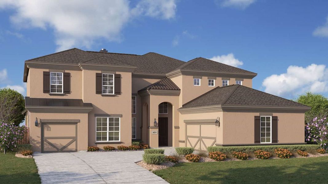 Representative exterior photo of a completed home built from the Sandpiper by DRB Homes in Oaks at San Gabriel, Georgetown, TX (Image 6). Representative exterior photo of a completed home built from the Sandpiper by DRB Homes in Oaks at San Gabriel, Georgetown, TX (Image 6).