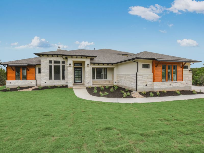 Representative exterior photo of a completed home built from the Santa Barbara II by Giddens Homes in Leander Estates, Leander, TX (Image 2). Representative exterior photo of a completed home built from the Santa Barbara II by Giddens Homes in Leander Estates, Leander, TX (Image 2).