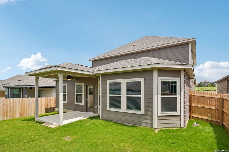 Exterior details and patio area of a home in Arcadia Ridge - Premier Series, San Antonio (Image 29).