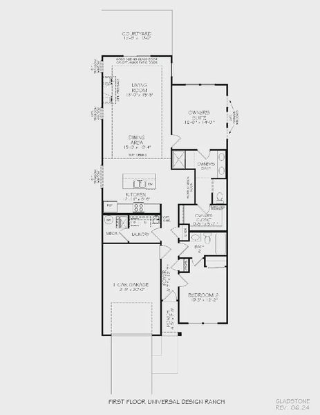 2D floor plan layout for the Gladstone by Epcon Communities in The Courtyards at Oak Grove, Durham, NC (Image 10).