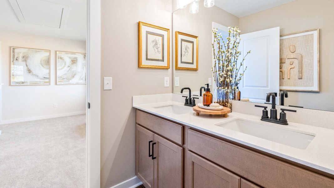 Bathroom with dual vanity