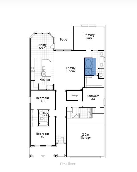 2D floor plan layout for the Amberley Plan by Highland Homes in Wildrye, Waller, TX (Image 3).