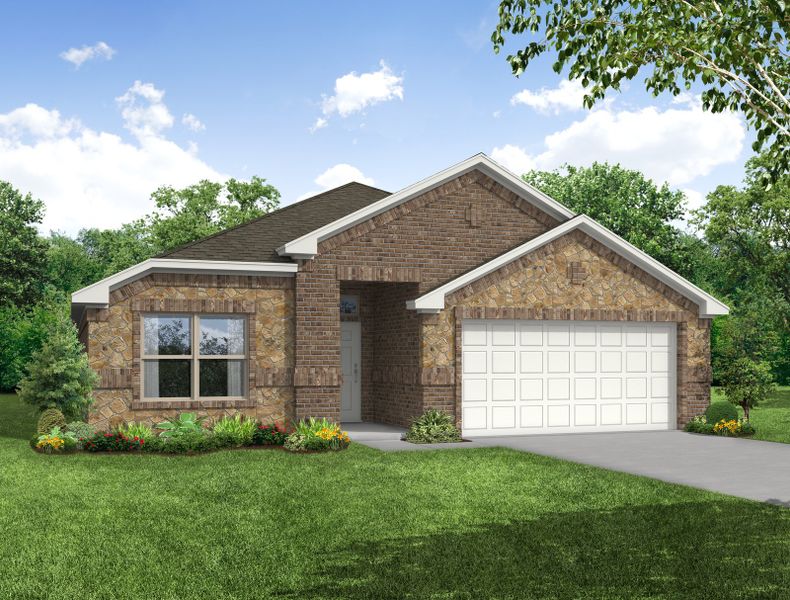 Representative exterior photo of a completed home built from the Cheyenne by Impression Homes in De Berry Reserve, Royse City, TX (Image 10). Representative exterior photo of a completed home built from the Cheyenne by Impression Homes in De Berry Reserve, Royse City, TX (Image 10).
