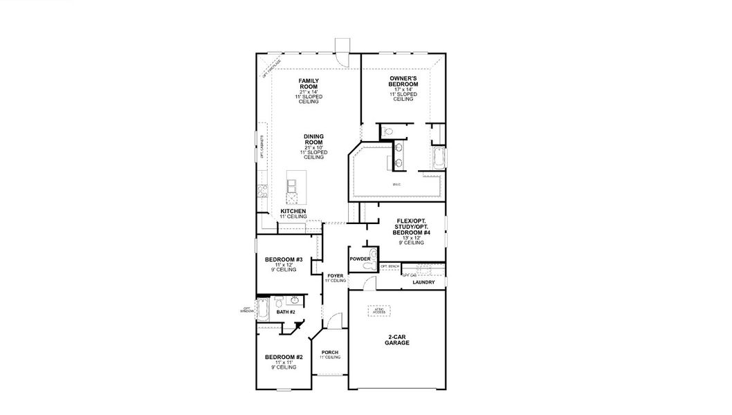2D floor plan layout for the Edmonds by M/I Homes in Chaparral Park, Oak Point, TX (Image 3).