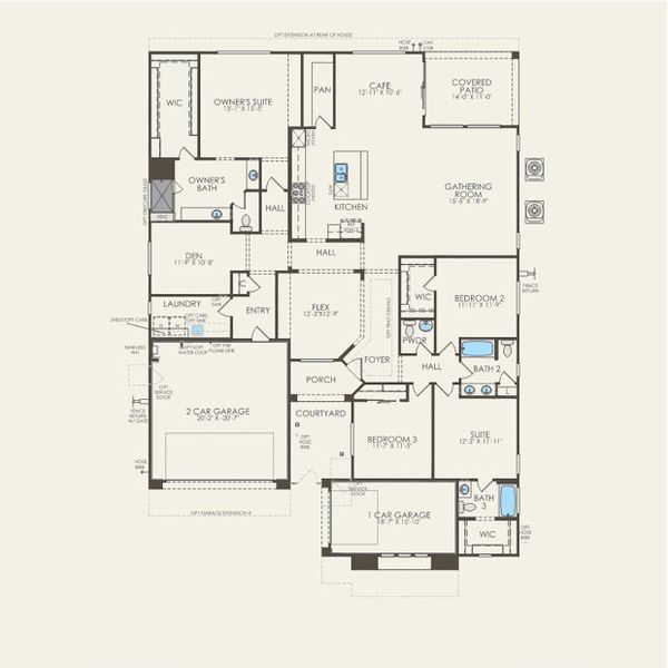 2D floor plan layout for the Cesena by Pulte Homes in Saguaro Reserve - Majesty, Marana, AZ (Image 3).