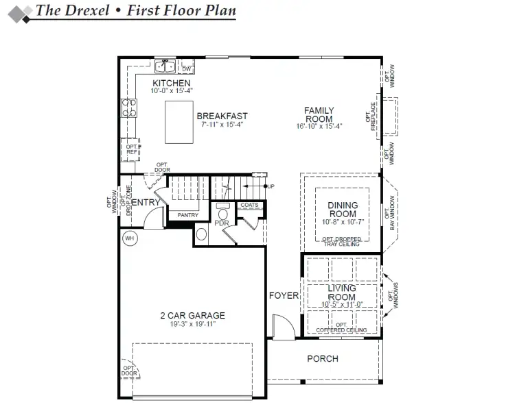 2D floor plan layout of this home in Oakley Pointe, Moncks Corner, SC (Image 2).