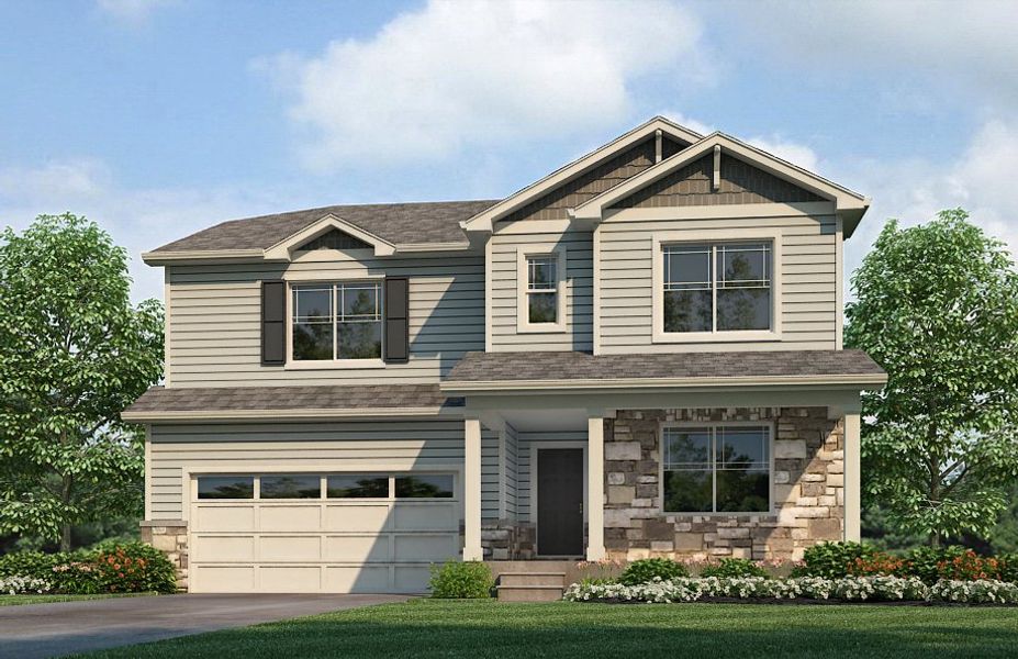 Representative exterior photo of a completed home built from the Hennessy by D.R. Horton in Timberleaf, Thornton, CO (Image 2).