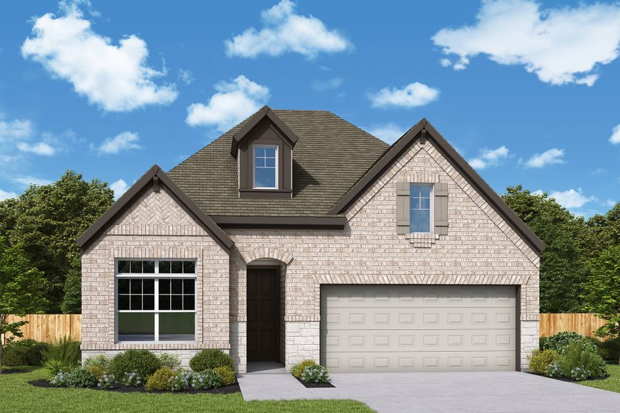 Representative exterior photo of a completed home built from the The Crystal Beach by David Weekley Homes in The Woodlands Hills 45', Willis, TX (Image 1). Representative exterior photo of a completed home built from the The Crystal Beach by David Weekley Homes in The Woodlands Hills 45', Willis, TX (Image 1).