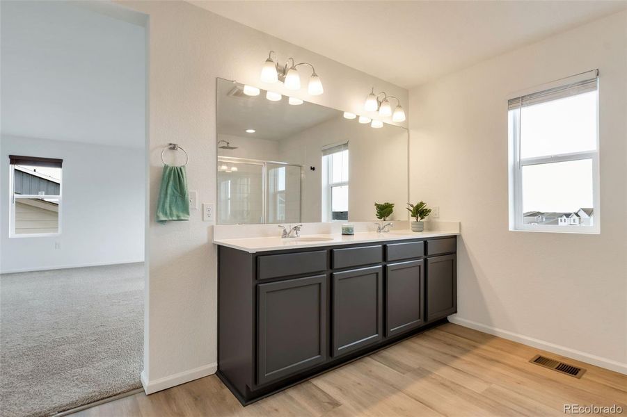 Primary, Double Vanity and Large Shower!
