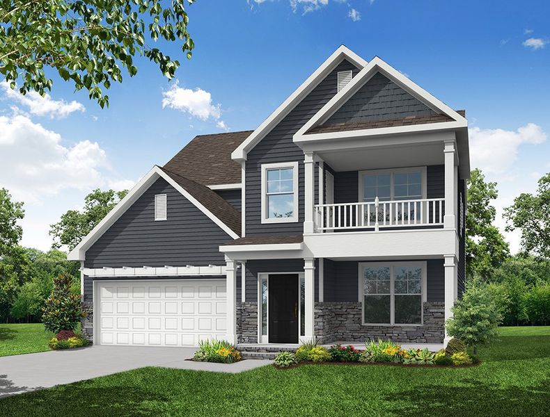 Representative exterior photo of a completed home built from the Atherton by Eastwood Homes in Fiddler's Ridge, Advance, NC (Image 9).