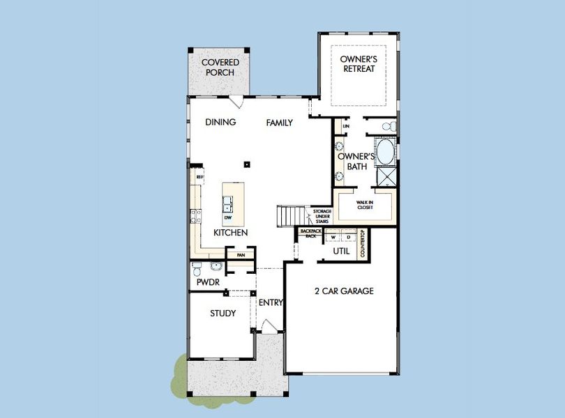 2D floor plan layout for the The Bluebonnet by David Weekley Homes in Emerald Heights at Bridgeland Central – 50’ Front, Cypress, TX (Image 3).