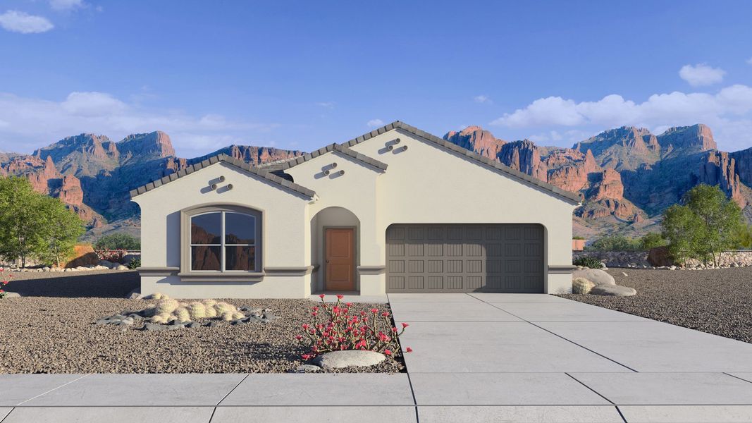 Representative exterior photo of a completed home built from the McCormick by D.R. Horton in Rio Rancho Estates, Surprise, AZ (Image 1).