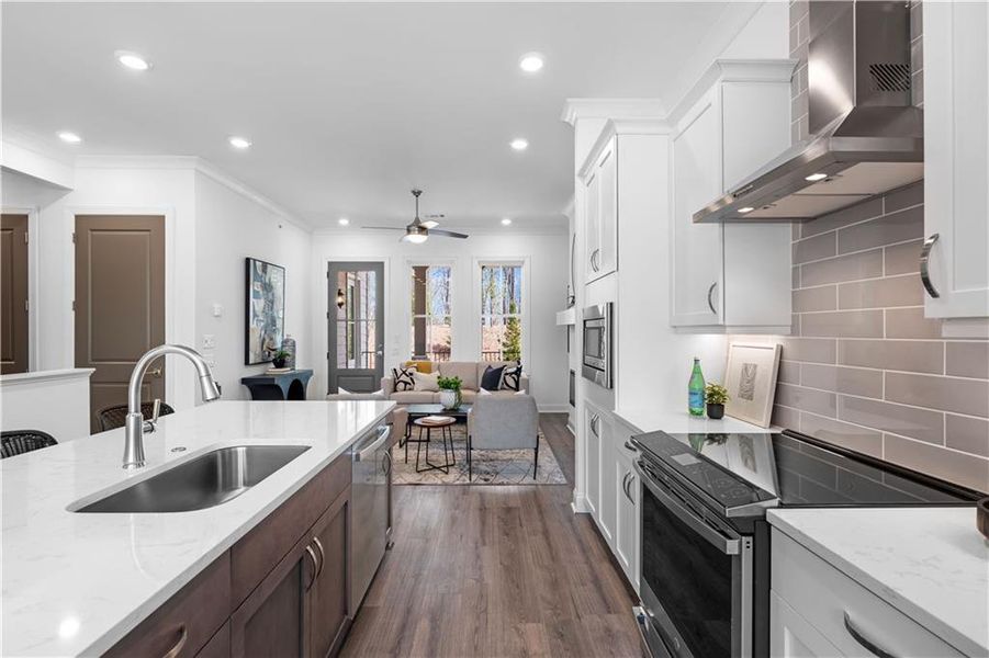 Furnished interior view inside a new home in Waterside Condos, Peachtree Corners (Image 5). Furnished interior view inside a new home in Waterside Condos, Peachtree Corners (Image 5).