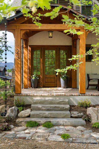 Exterior details and patio area of a home in , Black Mountain (Image 29).
