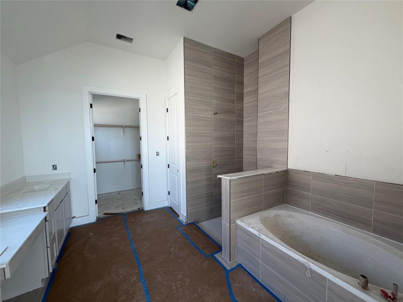 Primary Bath retreat with dual vanities, garden tub & walk-in shower Primary Bath retreat with dual vanities, garden tub & walk-in shower