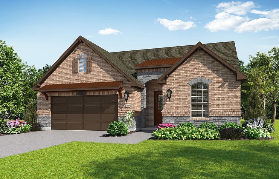 Representative exterior photo of a completed home built from the Torino by Ladera Texas in Ladera at the Reserve, Mansfield, TX (Image 16). Representative exterior photo of a completed home built from the Torino by Ladera Texas in Ladera at the Reserve, Mansfield, TX (Image 16).