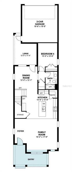 2D floor plan layout of this home in Center Lake on the Park, St. Cloud, FL (Image 3).