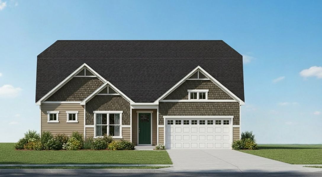 Representative exterior photo of a completed home built from the Madison by Acrew Homes in Country Club Creek, Ayden, NC (Image 6). Representative exterior photo of a completed home built from the Madison by Acrew Homes in Country Club Creek, Ayden, NC (Image 6).