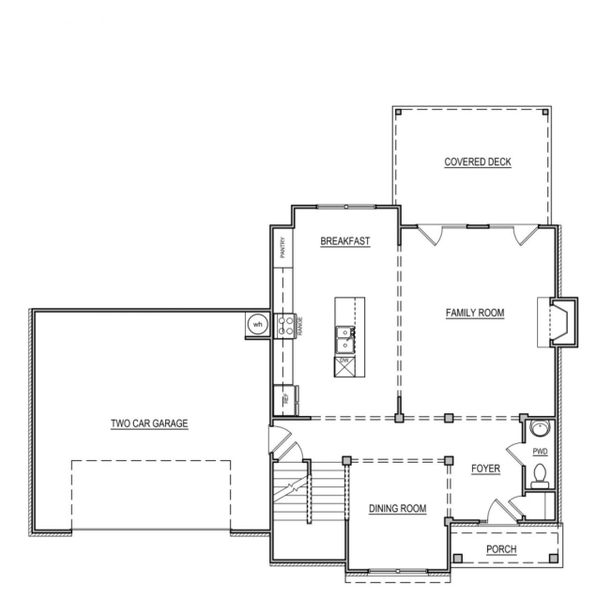 2D floor plan layout for the Hampton by Kerley Family Homes in Carter Grove, Cartersville, GA (Image 4).
