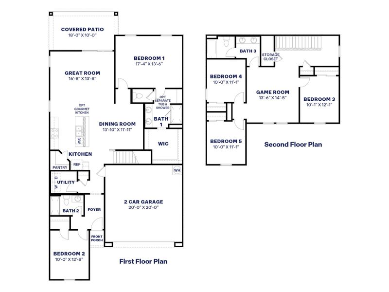 2D floor plan layout for the Ibis by D.R. Horton in Del Rio Ranch, Avondale, AZ (Image 3).