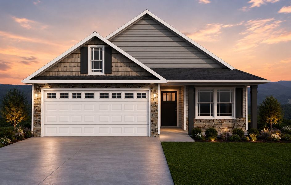 Representative exterior photo of a completed home built from the Fairview by Enchanted Homes in Cleveland Meadows, Spartanburg, SC (Image 1). Representative exterior photo of a completed home built from the Fairview by Enchanted Homes in Cleveland Meadows, Spartanburg, SC (Image 1).
