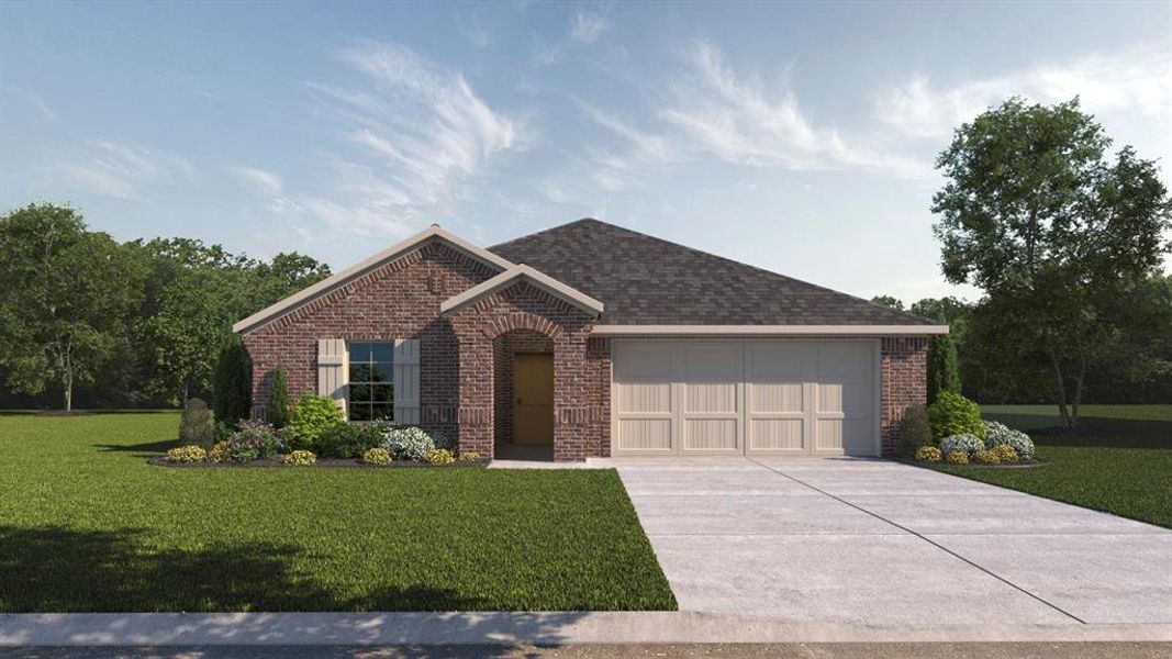 Front exterior of a new home in Prairie Oaks, Oak Point, TX, highlighting curb appeal (Image 1). Front exterior of a new home in Prairie Oaks, Oak Point, TX, highlighting curb appeal (Image 1).