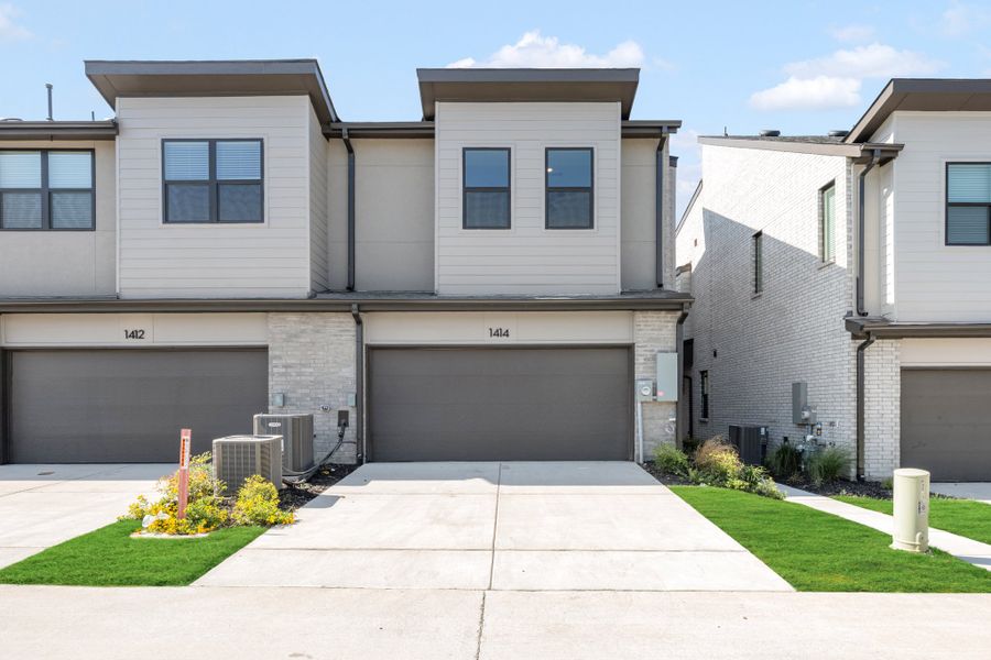 Front exterior of a new home in Willow Grove Townhomes, Melissa, TX, highlighting curb appeal (Image 28).