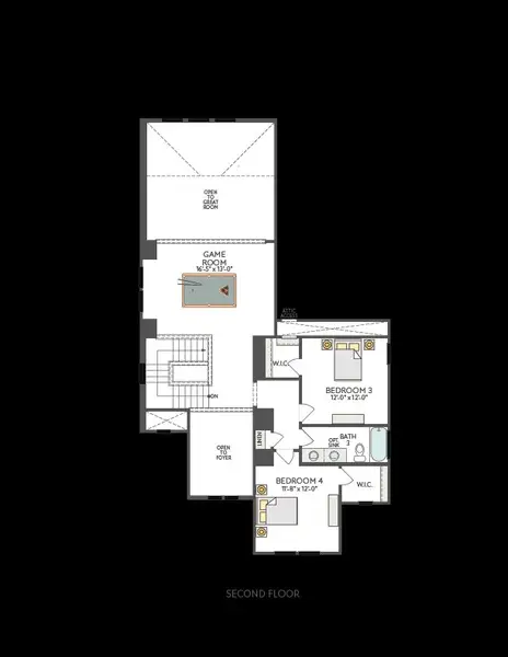 2D floor plan layout of this home in Arbor Collection At Park Central, Georgetown, TX (Image 4).