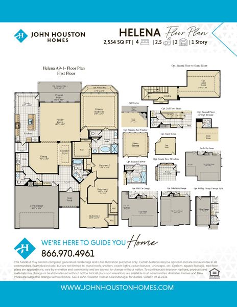 2D floor plan layout for the Helena by John Houston Homes in Valor Estates, Temple, TX (Image 3).