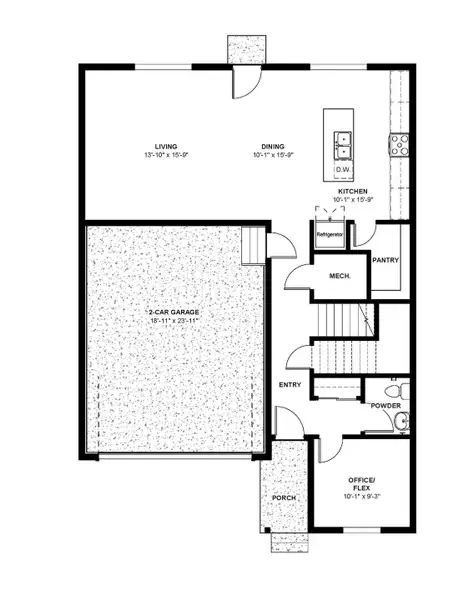 2D floor plan layout for the Clemens by Hartford Homes in Bloom, Fort Collins, CO (Image 5).