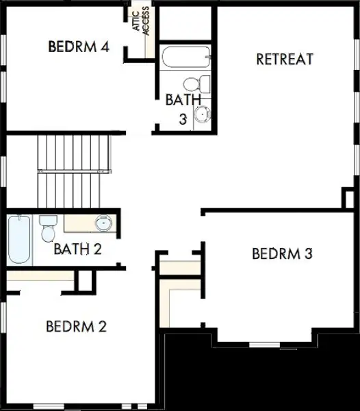 2D floor plan layout of this home in The Crossvine 45’, Schertz, TX (Image 3).