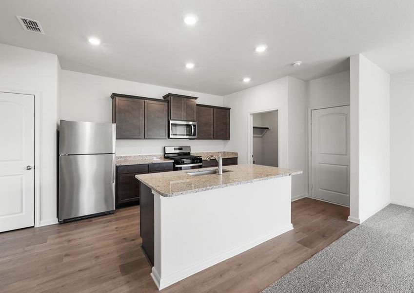 The kitchen of the Camelia has beautiful granite countertops.