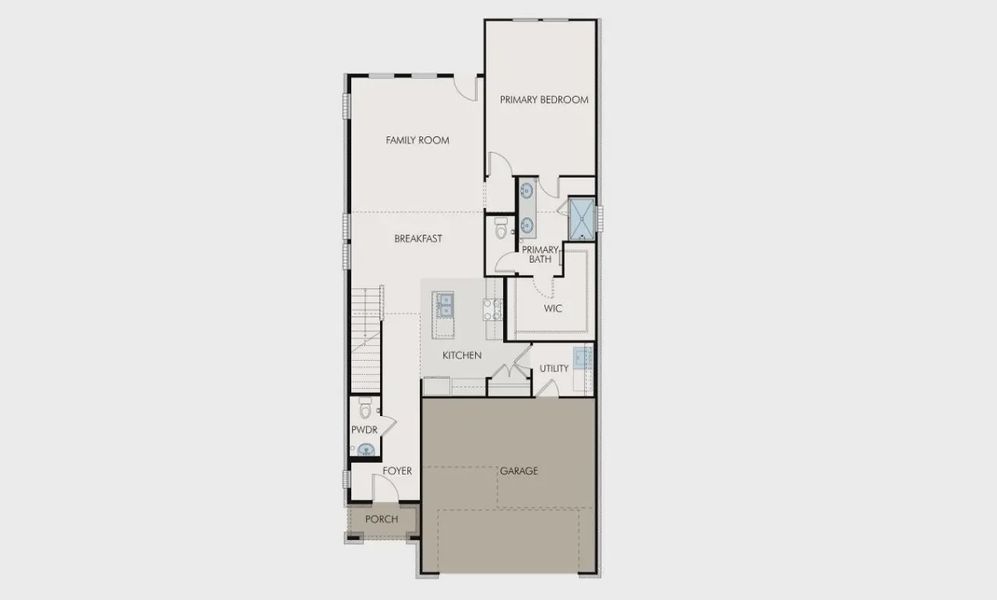2D floor plan layout for the Eleanor 3221 by GFO Home in Highland Village, Georgetown, TX (Image 3).