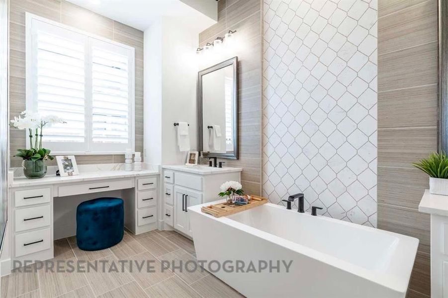 Furnished interior view inside a new home in Star Trail, Prosper (Image 28).