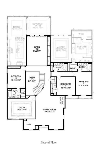 2D floor plan layout for the Glenwood by Landon Homes in Fields - Brookside North, Frisco, TX (Image 4).
