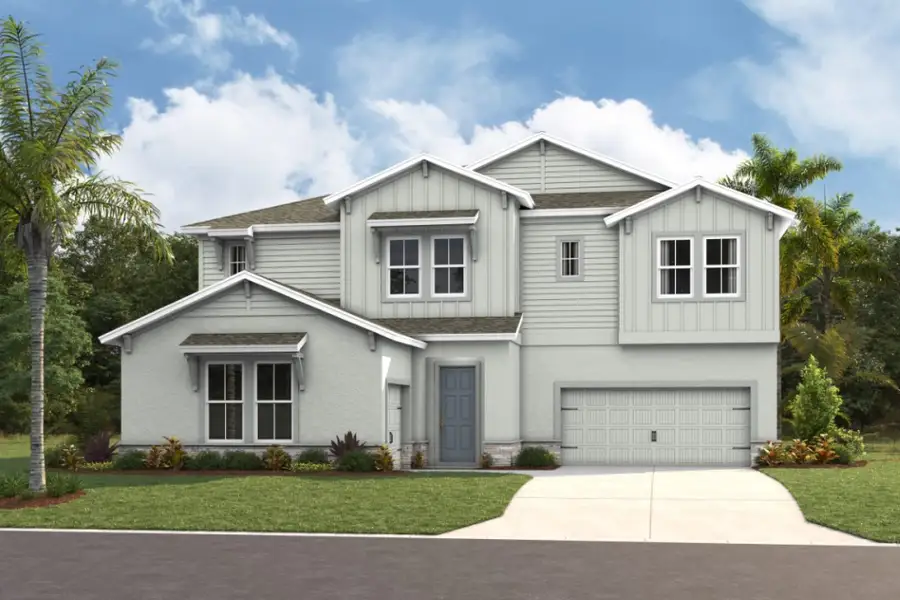 Representative exterior photo of a completed home built from the Madeira III by Homes by WestBay in Pasadena Woods, Wesley Chapel, FL (Image 2). Representative exterior photo of a completed home built from the Madeira III by Homes by WestBay in Pasadena Woods, Wesley Chapel, FL (Image 2).