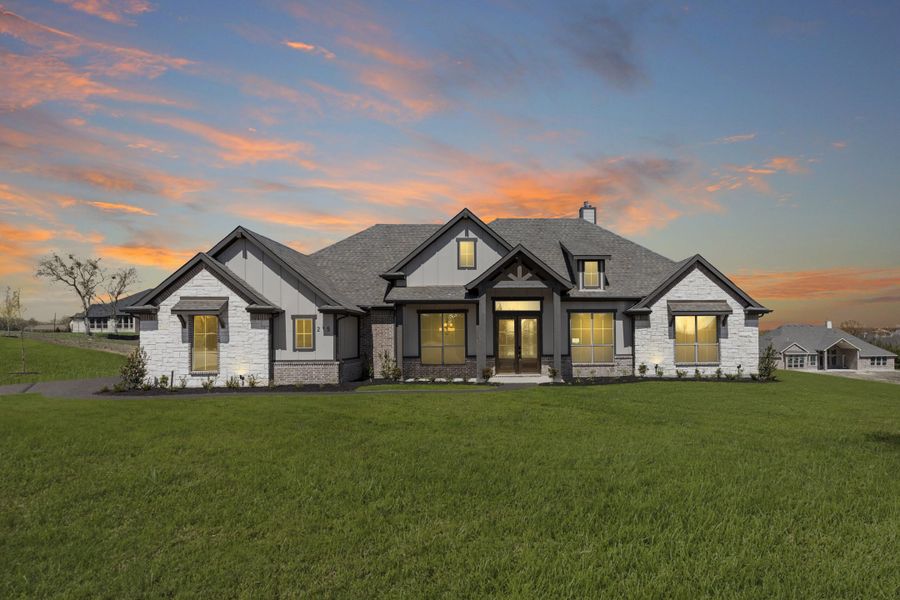 Representative exterior photo of a completed home built from the Concept 2978 by Landsea Homes in Paloma Ranch, Justin, TX (Image 4). Representative exterior photo of a completed home built from the Concept 2978 by Landsea Homes in Paloma Ranch, Justin, TX (Image 4).