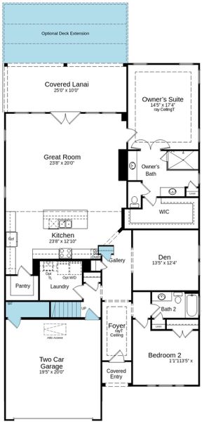 2D floor plan layout of this home in Cresswind Georgia at Twin Lakes, Hoschton, GA (Image 3).