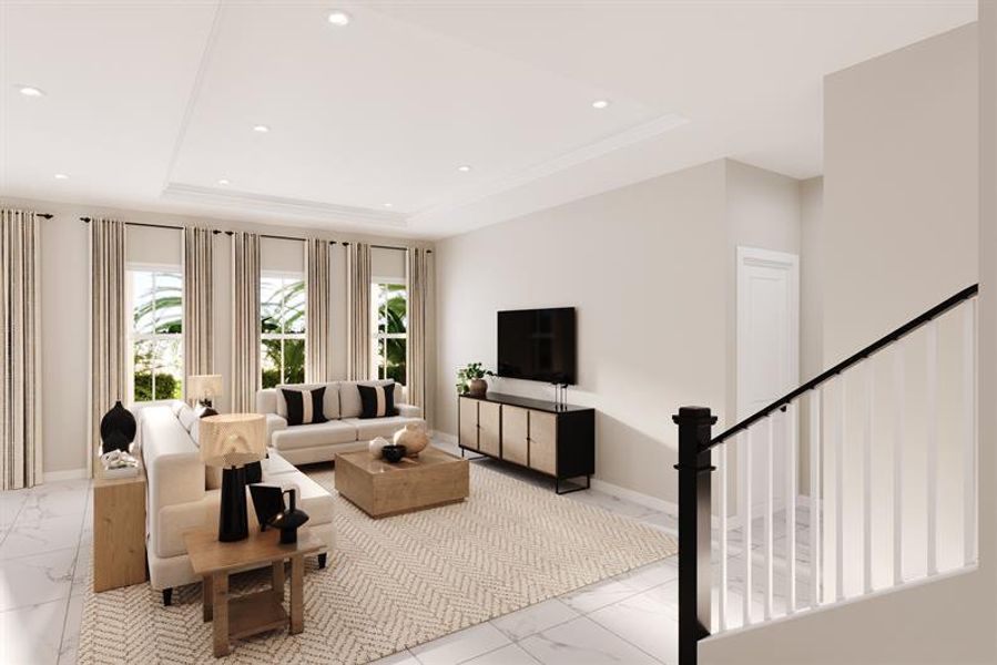 Representative furnished interior of a home built from the Serena by Ryan Homes in Lake Mattie Preserve Estates, Auburndale (Image 4). Representative furnished interior of a home built from the Serena by Ryan Homes in Lake Mattie Preserve Estates, Auburndale (Image 4).