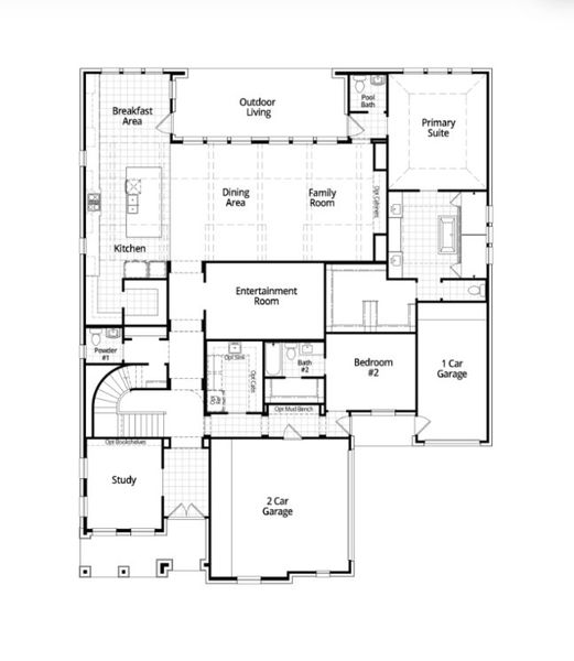 2D floor plan layout for the Varese by Highland Homes in Fulbrook on Fulshear Creek, Fulshear, TX (Image 26).