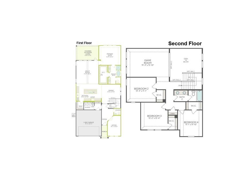 2D floor plan layout of this home in Landmark, Denton, TX (Image 2). 2D floor plan layout of this home in Landmark, Denton, TX (Image 2).