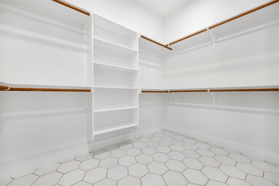 View of a spacious closet. View of a spacious closet.