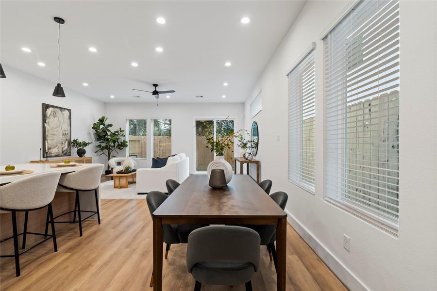 Enjoy a dining area designed to accommodate at least six people, making it perfect for entertaining guests. With ample space and a thoughtfully integrated layout, this area is ideal for hosting memorable gatherings and family dinners.